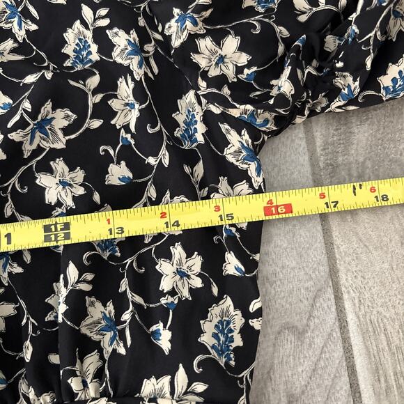 Veronica Beard Josephine Ruched Floral Mini Dress Women’s Sz 6 Black Blue Silk - Picture 5 of 9